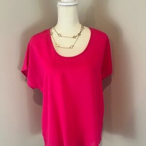 Fun & Flirt Pink Relaxed Short Sleeve Blouse size Large